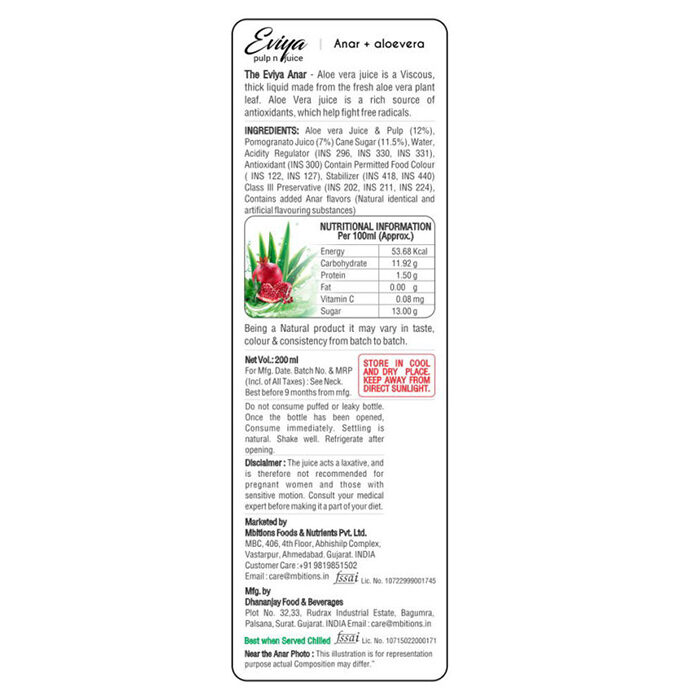 Eviya Fruit Pulp and Aloe Vera Juice Drink 8 Flavors